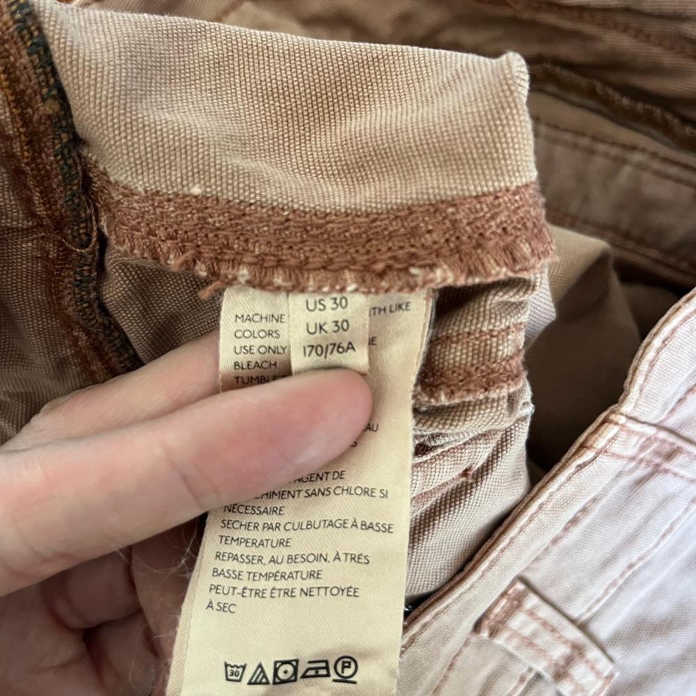 ANTHROPOLOGIE The Wanderer Utility Cargo Pants Straight Leg Size 30 Petal Pink‎ - Picture 5 of 6